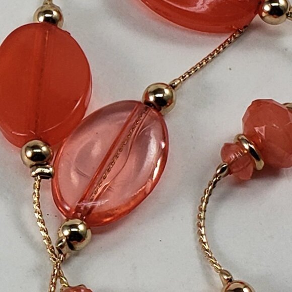 Gold Multi-Strand Statement Necklace Multi-Color Beaded & Matching Earrings - Picture 6 of 11